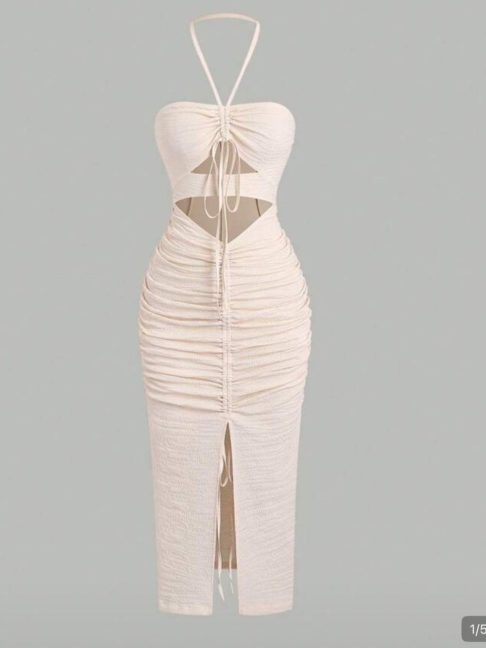 Shein Women's Drawstring Halter Neck Hollow Out Waist Dress